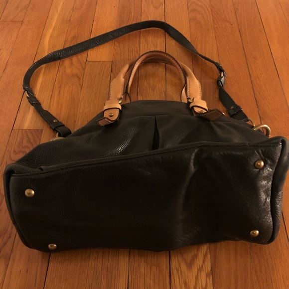 J Crew Tumbled Black Leather Convertible Purse - Picture 2 of 5